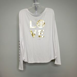 Cyclebar LOVE Gold Lettered Long Sleeve Top Size Medium
